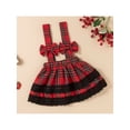 thumbnail image 5 of Baby Girl Christmas Plaid Outfit Long Sleeve Ruffle Romper Tops Suspender Skirt Overall Dress, 5 of 9