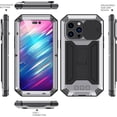 thumbnail image 2 of Case for iPhone 13 Pro Max,Military Grade 3 in 1 Metal Full-Body Rugged Stylish Kickstand Protective Case with Built-in Screen Protector Phone Case for iPhone 13 Pro Max,6.7 inch 2021 (Silver), 2 of 11