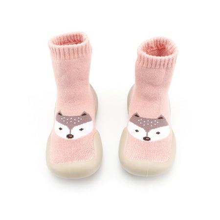 

Difumos Kids Comfortable First Walker Floor Slippers Casual Pull On Sock Shoes Indoor Lightweight Pink 8C-9C