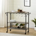 thumbnail image 3 of South Shore Munich Bar Cart with Rack, Metal, Weathered Oak, 3 of 9