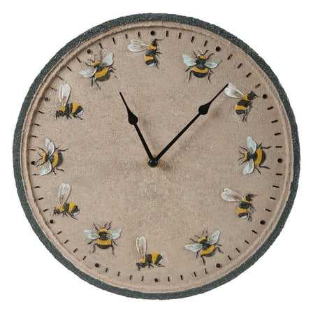 UNTERING 12inch Garden Clock Waterproof Wall Mounted Clock Decorative Bees Outdoor Clock for Livingrooms Office Bathroom Kitchen