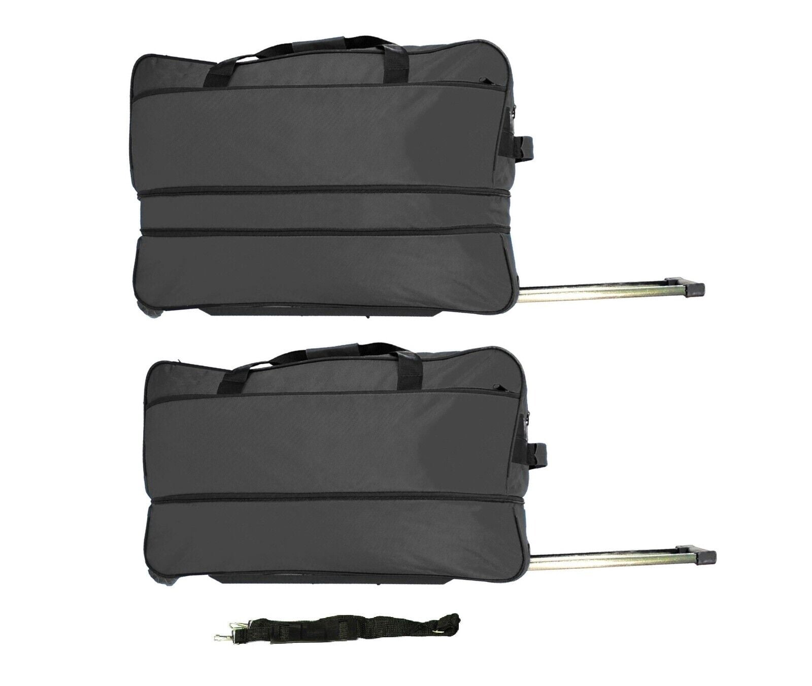 Large 30 Inch BLACK 60LB Capacity Rollin Duffle Bag Adjustable Suitcase Luggage