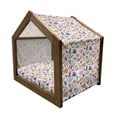 thumbnail image 2 of Floral Pet House, Ornamental Botanical Flower Blossom Petals Leaves Mother Nature Girlish Pattern, Outdoor & Indoor Portable Dog Kennel with Pillow and Cover, 5 Sizes, Multicolor, by Ambesonne, 2 of 5