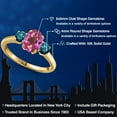 thumbnail image 2 of Gem Stone King 10K Yellow Gold Pink Mystic Topaz and Blue Diamond Engagement Ring for Women | 1.84 Cttw | Oval 8X6MM | Gemstone November Birthstone | Size 5, 2 of 6
