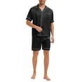 thumbnail image 2 of INSPIRE CHIC Men's Satin Sleepwear Short Sleeve Nightwear Shorts Summer Pajamas Set 2 Pieces S Black, 2 of 6