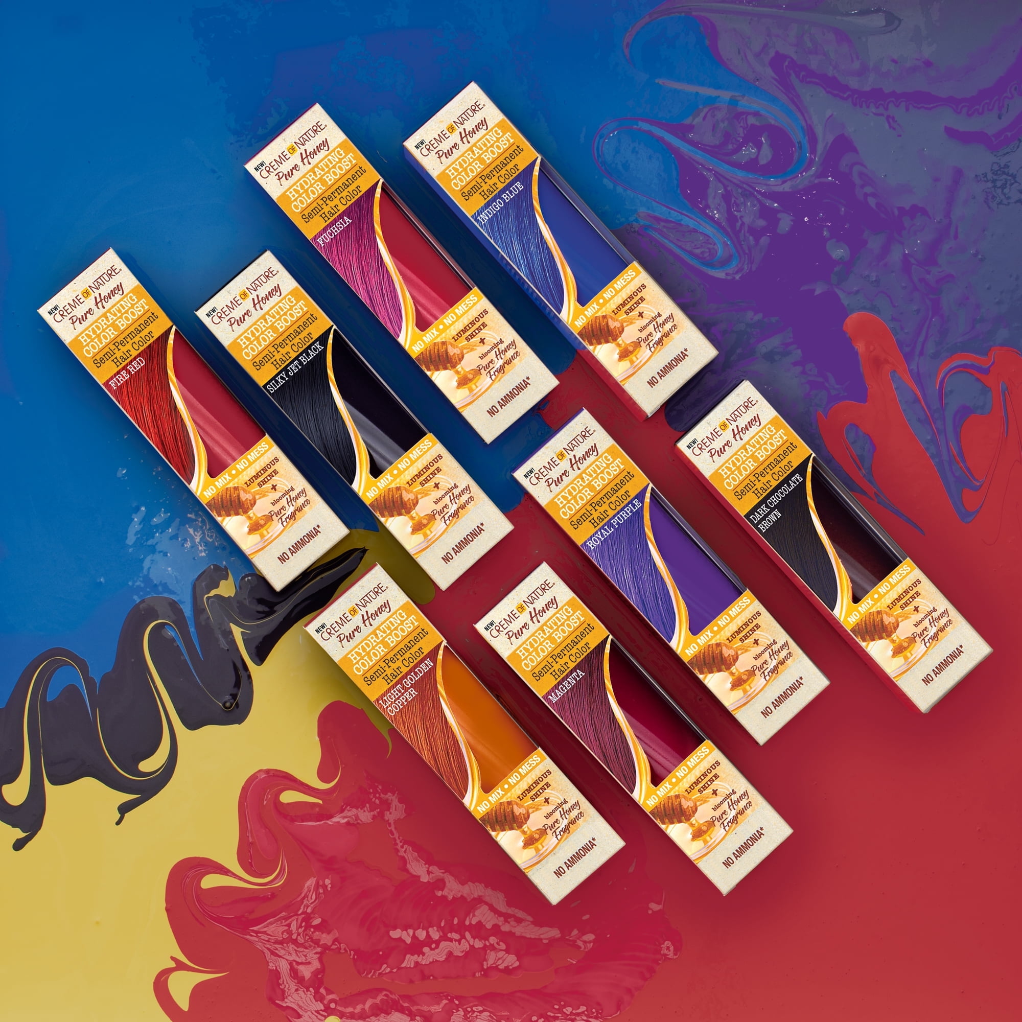Creme Of Nature Pure Honey Hydrating Color Boost Semi Permanent Hair Color Magenta, 3 Oz