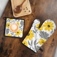 thumbnail image 5 of Yellow and Gray Pioneer Flower Kitchen Oven Mitt and Pot Holder Sets 2 Pcs for Baking, Cooking and Grilling, Heat Resistant Up To 392 °F, 5 of 7