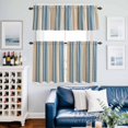thumbnail image 2 of Vintage Stripes Kitchen Curtains Valances and Tiers Set of 3 Blue Brown Striped Retro Geometric Lines Tier Curtains and Valance with Rod Pocket for Small Windows, 27.5"x24", 2 of 9