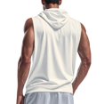 thumbnail image 5 of Men's Workout Hooded Tank Tops Gym Sleeveless Hoodies Quick Dry Bodybuilding Muscle Cut off T-Shirt Athletic Vest White, 5 of 5