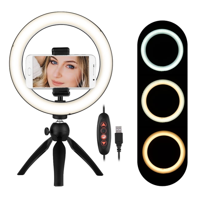 Docooler Lámpara de luz de anillo LED portátil de 8.6 pulgadas 3 luces