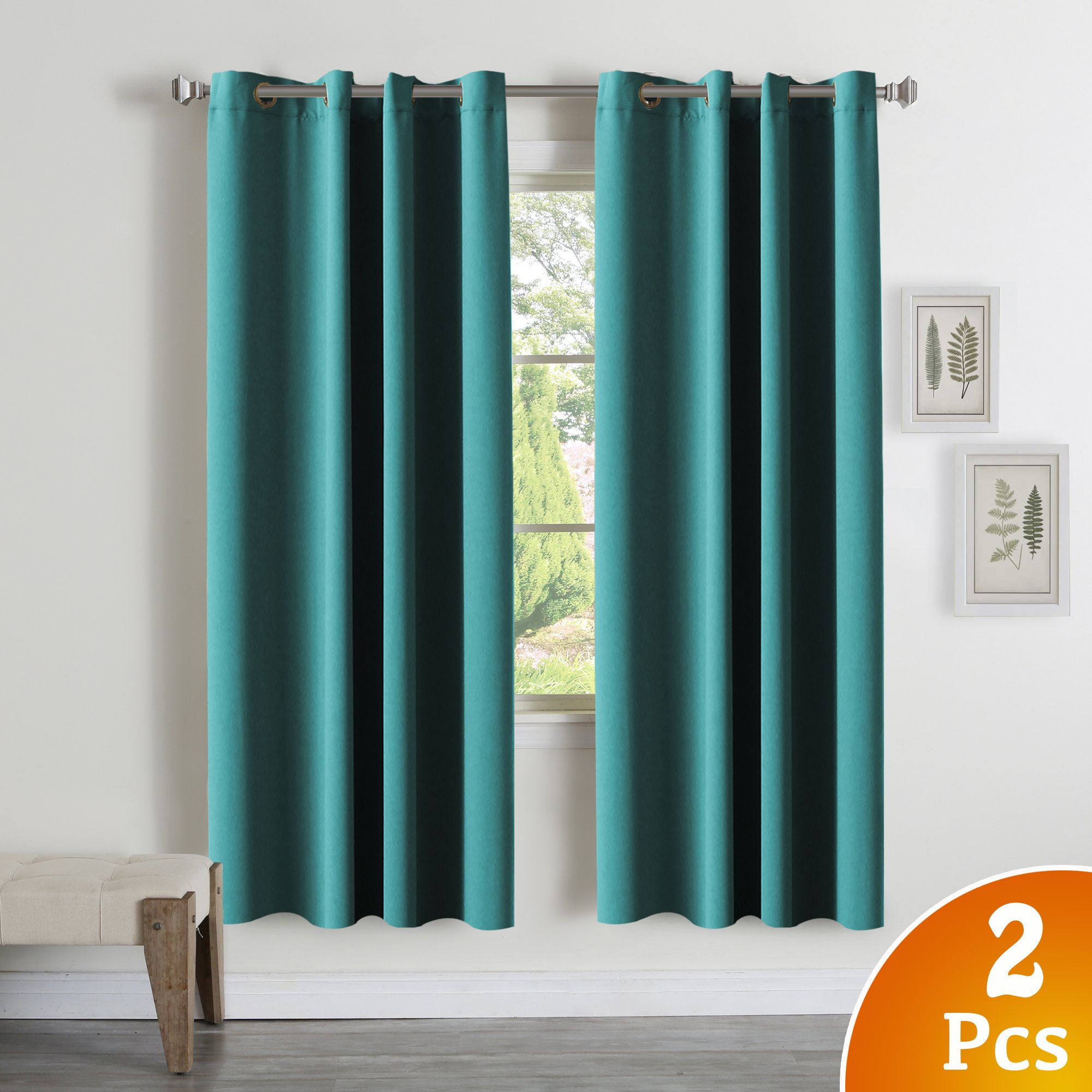 PrimeBeau Thermal Insulating Blackout Grommet Top Curtains Ultra Soft