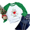 thumbnail image 2 of ICHUANYI Liquidación Camisa navideña para mujer Temporada navideña: regalo para amante Camiseta de manga larga Camiseta con costuras a juego de colores para mujer ICHUANYI WER202308245092, 2 of 7
