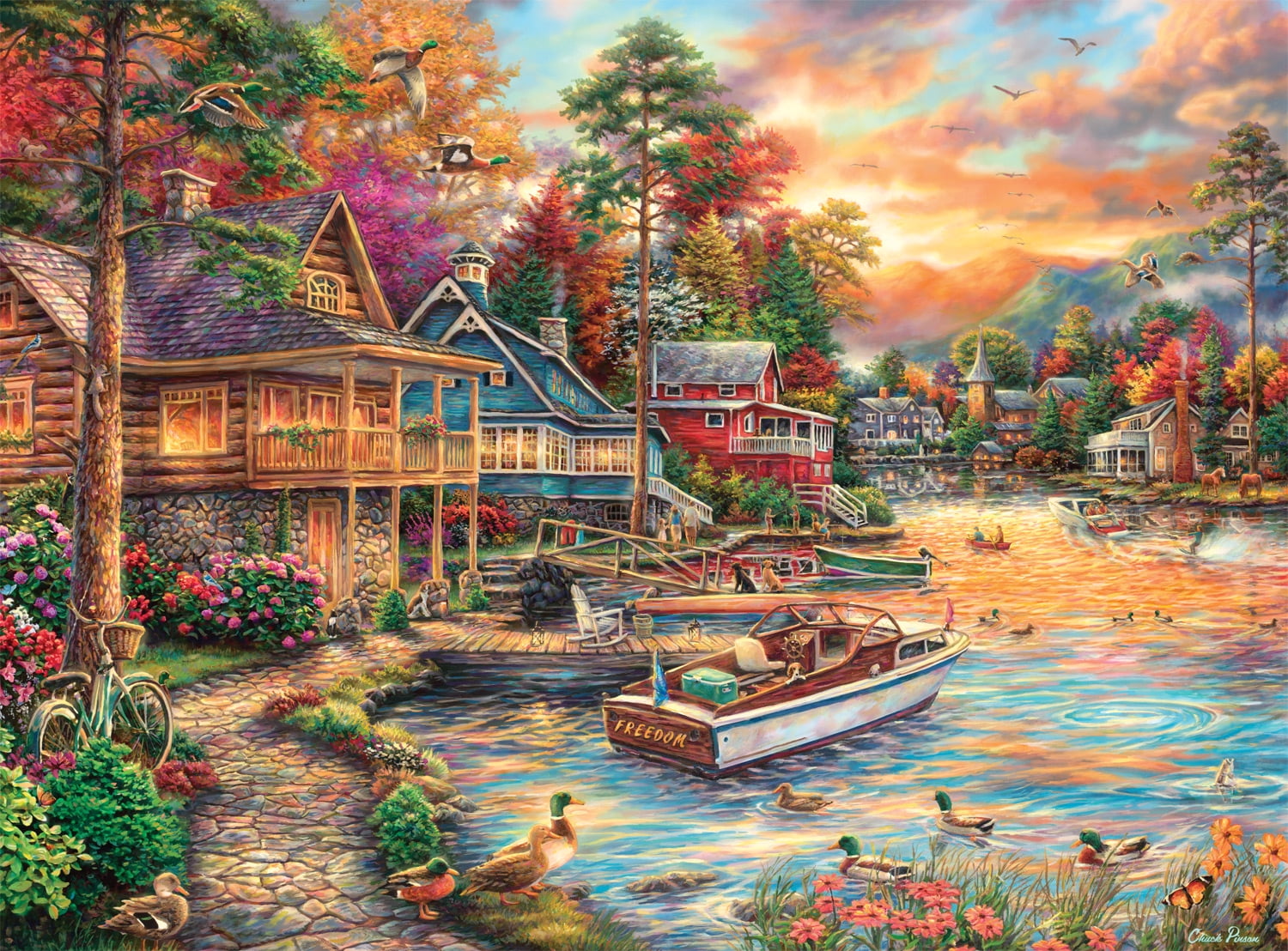 Buffalo Games 1000-Piece Chuck Pinson Freedom At The Lake Interlocking Jigsaw Puzzle