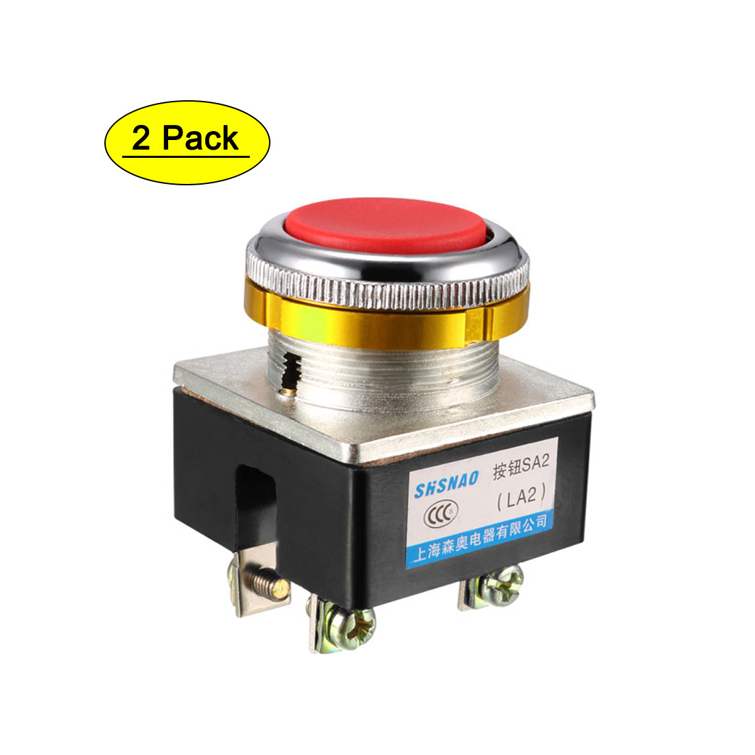 Uxcell Push Button Switch Red Momentary AC 380V 5A Push Button Switch