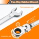thumbnail image 4 of Llave Combinada de Trinquete con Cabeza Flexible 9mm Métrica 72-Dientes Acero CR-V Revestimiento de Cromo Pulido Llave de Trinquete para Sujetadores Tuerca Tornillo, 4 of 7