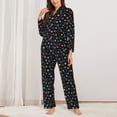 thumbnail image 2 of Yiaed Multi-Colored Stars Print Pajamas Women's Long Sleeve Sleepwear Soft Button Down Loungewear Pjs Lounge Set Nightwear Womens Pajama Pants-X-Large, 2 of 7