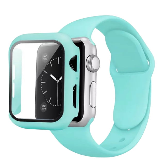 Correa para Apple Watch compatible con 38mm / 40mm de Silicón + Case Protector de pantalla con Cristal Templado. Mamá Pulpo Silicón con case
