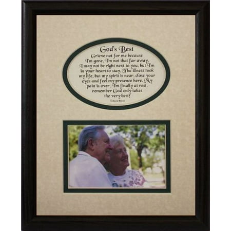 8X10 God's Best Picture & Poetry Photo Gift Frame ~ Cream/Hunter Green Mat With Black Frame * Memorial * Bereavement * Sympathy * Condolence Picture And Poetry Keepsake Gift
