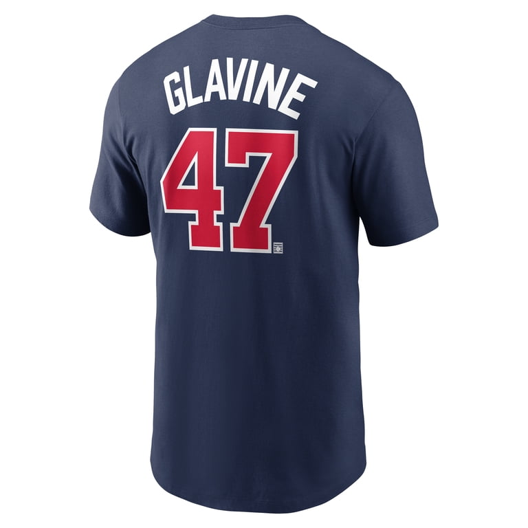 Men's Nike Tom Glavine Navy Atlanta Braves Fuse Name & Number T
