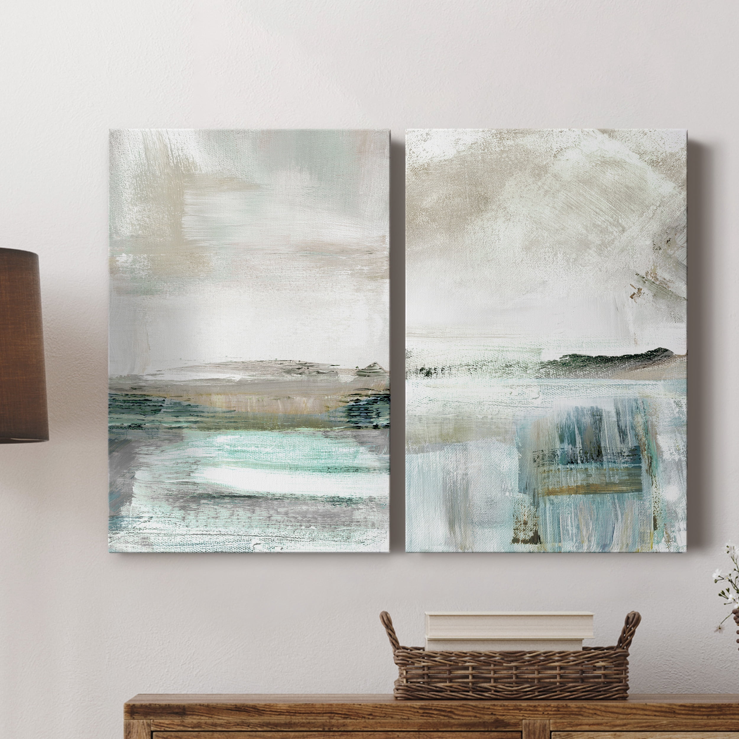 Summer Teal I Premium Gallery Wrapped Canvas - Ready to Hang - Set of 2 - 40 x 60 Each