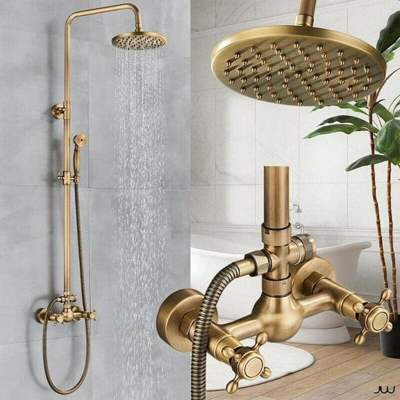 Shower Mixer Taps Bathroom Shower System Antique Brass Rainfall Shower Head Handheld Shower Mixer Taps Bath Shower Set