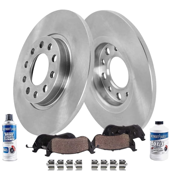 Detroit Axle - Rear Brake Kit for 2014-2022 Jeep Cherokee, 2015-2017 Chrysler 200, Disc Brake Rotors Ceramic Brake Pads 2015-2017: 10.95'' inch Rotor