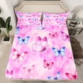 thumbnail image 2 of Manfei Girly Pink Watercolor Full Size Sheets for Kids, Butterfly Animal Bed Sheets, Chic Artwork Sheet Sets, Microfiber Bedroom Decor, 4-Piece, 2 of 7