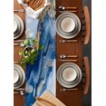 thumbnail image 2 of Ldtrchee Blue Marble Table Runner 72 Inches, Modern Abstract Art Bed Runner Dresser Scarves Tabletop for Indoor Outdoor Parties/Ceremony/Banquet, 18" x 72", 2 of 8
