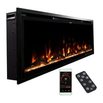 Modern Ember Aerus Slim 42 Inch Smart Linear Electric Fireplace | Recessed in-Wall or Wall-Mount