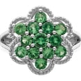 thumbnail image 5 of Sterling Silver Rhodium Plated Tsavorite Garnet Flower Ring (Size 6) Made In Thailand qr4528ts-6, 5 of 5