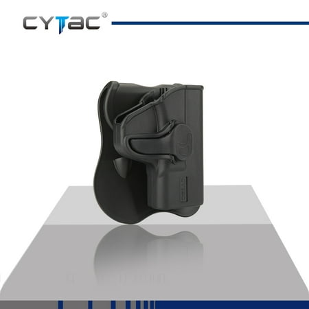 CYTAC S&W Paddle Holster with Trigger Release 360 degree Adjustable Cant, Polymer Holster Injection Molded for S&W M&P Shield 9/40 OWB Carry, RH | 7 attachment (Best Owb Holster For M&p Shield 9mm)