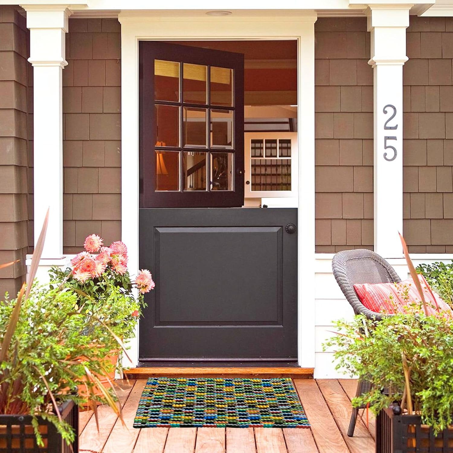 Summer Flip Flop Door Mat Outdoor-Colorful Eco-Friendly Doormat, Unique Design,18" x 30", Made from Recycled Flip Flops