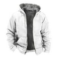 thumbnail image 2 of Miluxas Men's Sherpa Hoodie Jacket Fleece Lined Zip Up Warm Hoodies Sweatshirt Winter Zipper Sweatshirt Hooded Coat White 12(XXL), 2 of 5