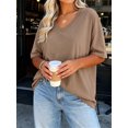 thumbnail image 4 of Short Sleeve Women's Plus Size Solid Color V-neck Casual Loose T-shirt Tops, 4 of 7