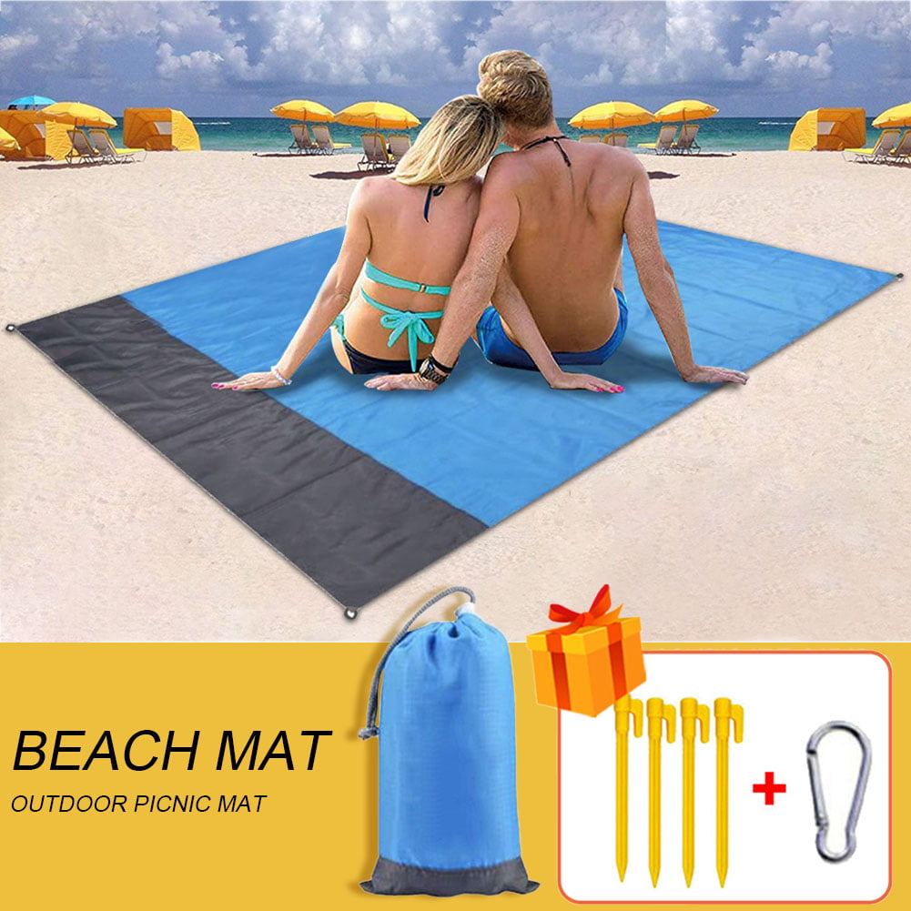 Hiking Travel Outdoor Blankets Blue and Black Ground/Grass Sheet Picnic Blanket Beach Mat,Camping Mat,Picnic Mat Sand and Water Proof Light Weight Folded into Pocket Size Machine Washable 