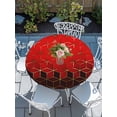 thumbnail image 2 of Round Tablecloth Abstract Watercolor Elastic Edge Fitted Geometric Cube Pattern Plastic Table Cover,Waterproof Oil Proof for Dinner,Outdoor, Picnic, 45"- 54" DIA Tables Red, 2 of 8