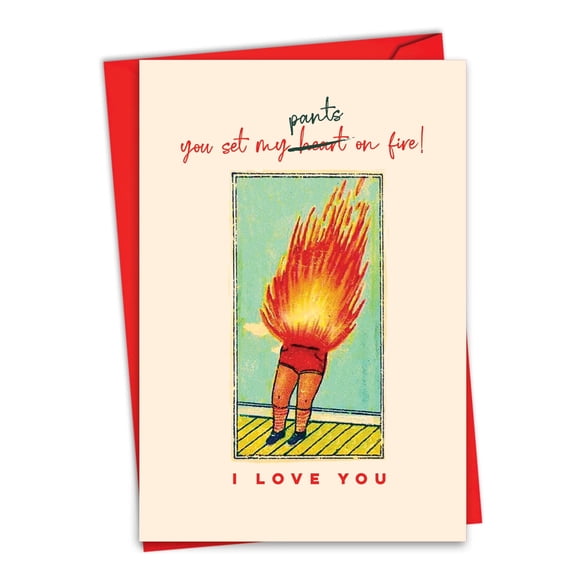 NobleWorks Funny Valentine's Day Greeting Card with 5 x 7 Inch Envelope (1 Card) Pants On Fire C10406VDG