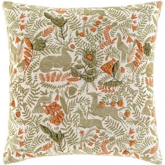 Tanzania TZN-006 20"H x 20"W Square Pillow Kit in Olive/Terracotta/Ivory/Green