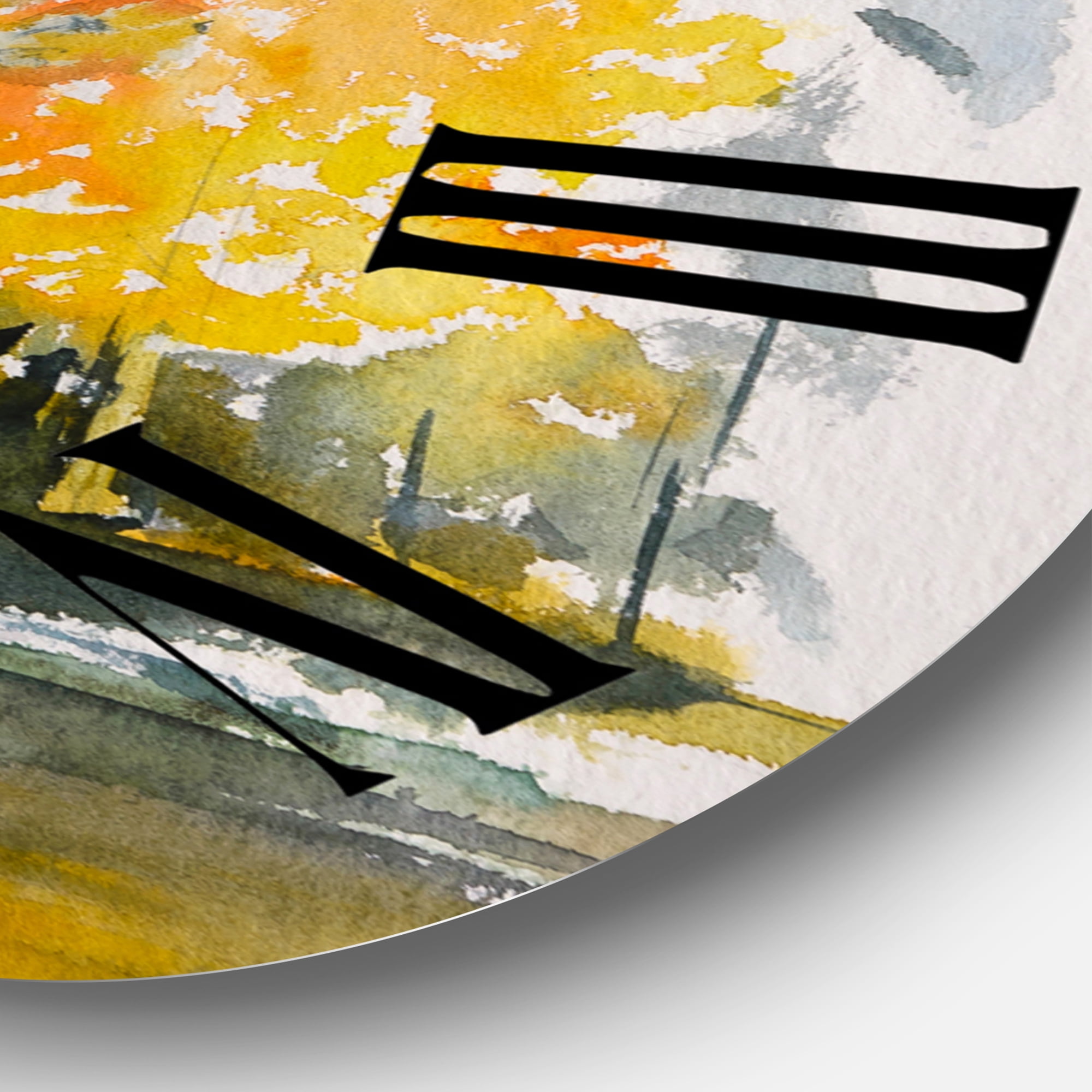 Designart 'Castle By The Lake With Autumn Trees' Lake House Wall Clock