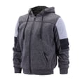 thumbnail image 2 of Boy’s Soft Sherpa Lined Two Tone Quilted Juniors ZipUp Fleece Hoodie Kids Jacket (MSM-40-3 Heathered Black, S(8) ), 2 of 6