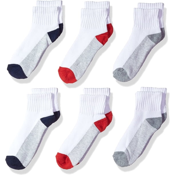 Fruit Of The Loom Boys 6 Pack Ankle Socks, L, Assorted 2 - Walmart.ca