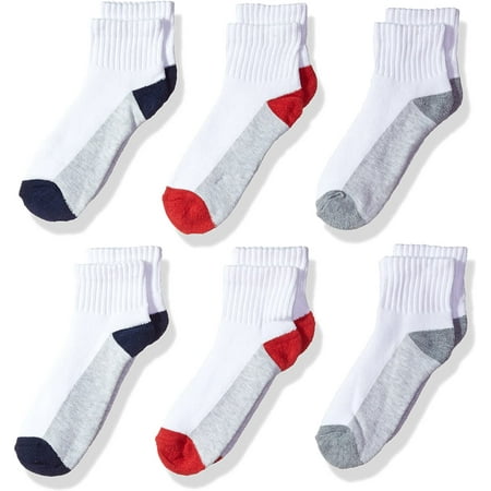 Fruit Of The Loom Boys 6 Pack Ankle Socks, L, Assorted 2 - Walmart.ca