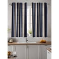 thumbnail image 2 of Blue and Brown Geometric Stripe Pattern Curtains 45 Inch Length, Sheer Curtains for Bedroom Living Room Window Rod Pocket Voile Drapes Kitchen Curtains Small Half Window 52"x45" 2 Panels, 2 of 6