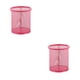 thumbnail image 2 of Monstrate Mesh Metal Pen Holder Pot Smooth Office Fashion Edge Eraser Caddy Organizer Stationery Ruler Holders Desk Table Container Redondo/Rojo rosa 2Conjunto, 2 of 6