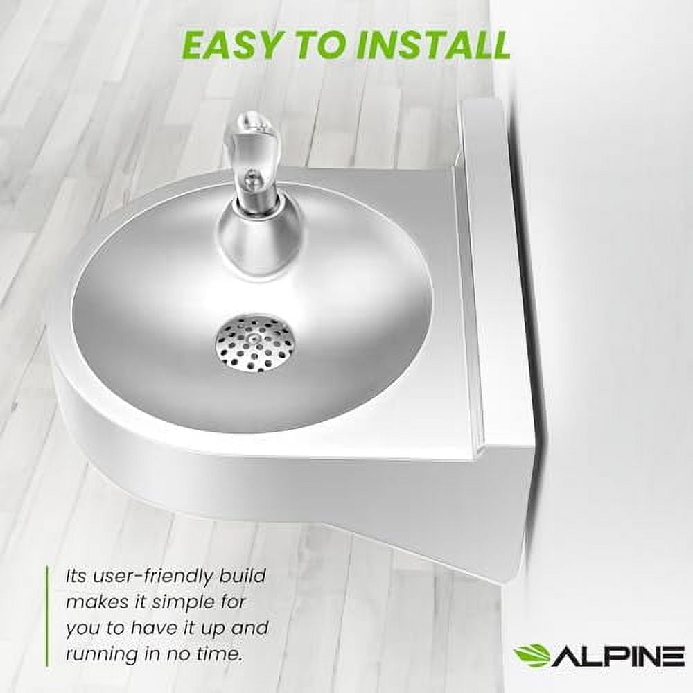 Alpine Wall Mounted Drinking Fountain, Commercial Water Fountain, Indoor & Outdoor Drinking Fountain Hydration Station, Drinking Water Fountain for School, Courts & More (Stainless Steel)