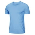 thumbnail image 2 of BLTIBY Men's Quick Dry Shirts Solid Color Round Neck Short Sleeve Spring Summer Moisture Wicking Sun Protection Performance T-Shirt Casual Workout Sky Blue L, 2 of 5