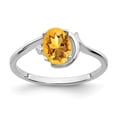 thumbnail image 1 of Solid 14k White Gold 7x5mm Oval Citrine Yellow November Gemstone Diamond Engagement Ring Size 9 (.01 cttw.), 1 of 2