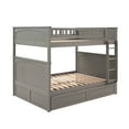 thumbnail image 3 of Bunk Bed Full Over Full Size Bunk with Twin Pull-Out Trundle,Sturdy Wood Full Over Bunk Bed Frame for 2, with Slats and Guardrails, No Box-Spring Needed, 3 of 9