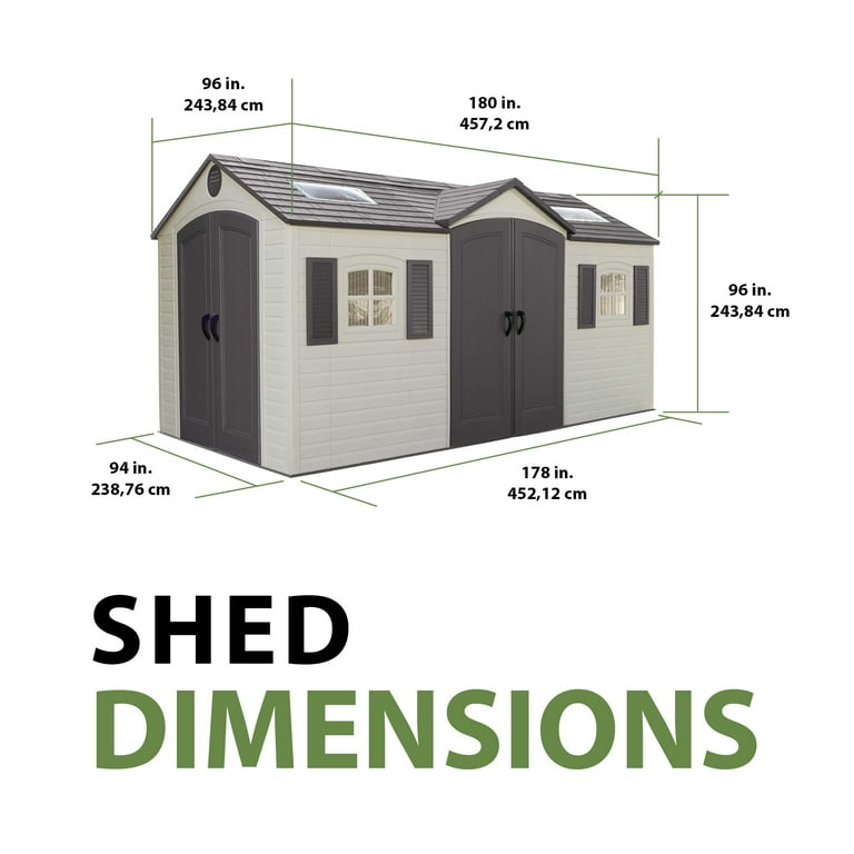 Lifetime Outdoor Utility Garden Polyethylene Storage Shed, 15x8 ft