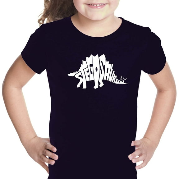 LA Pop Art Girl's Word Art T-shirt - STEGOSAURUS